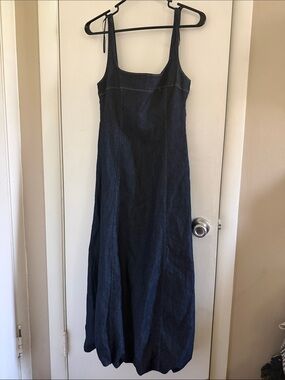 Zara Women’s Dark Blue Denim Maxi Bubble Dress XS NWT
